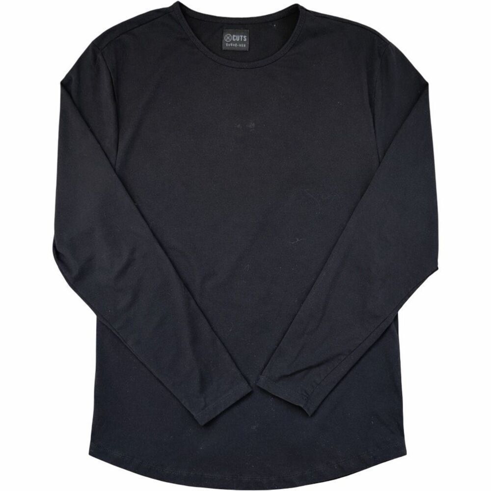 Cuts Curve-Hem Long Sleeve Shirt L Black